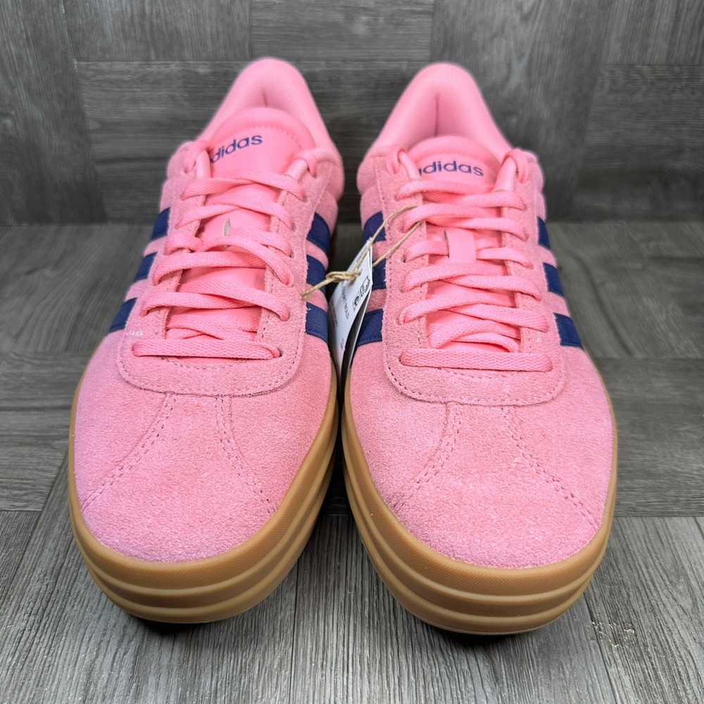 Adidas VL Court Bold Women Size 8 Pink Suede Platform Navy Gum NEW JI1789 - Picture 3 of 8